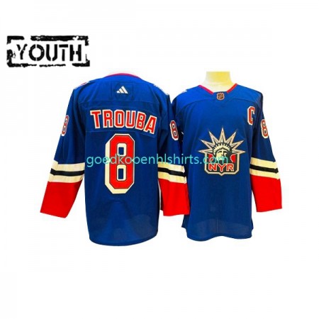 New York Rangers Jacob Trouba 8 Adidas 2022-2023 Reverse Retro Blauw Authentic Shirt - Kinderen
